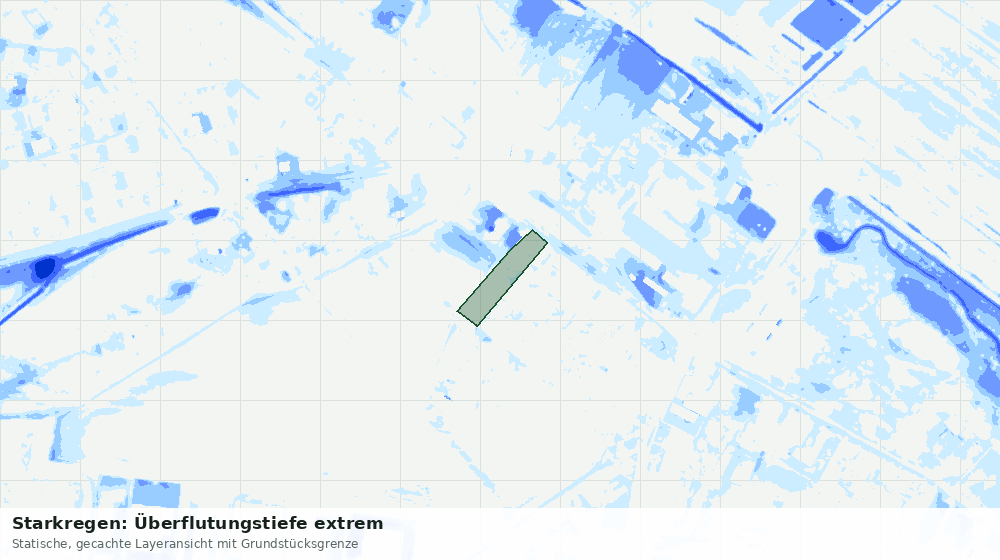 Statische Kartenansicht: Starkregen: Überflutungstiefe extrem