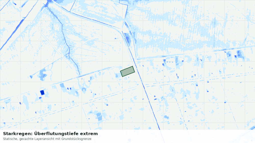 Statische Kartenansicht: Starkregen: Überflutungstiefe extrem