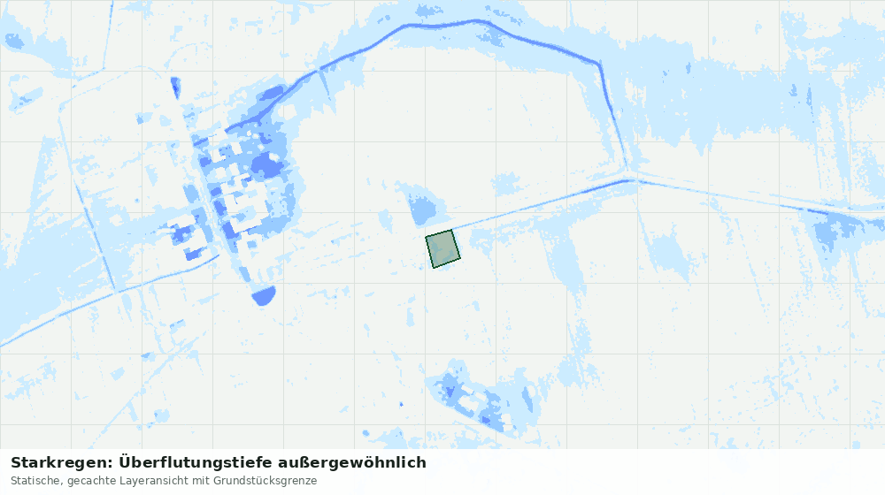 Statische Kartenansicht: Starkregen: Überflutungstiefe außergewöhnlich