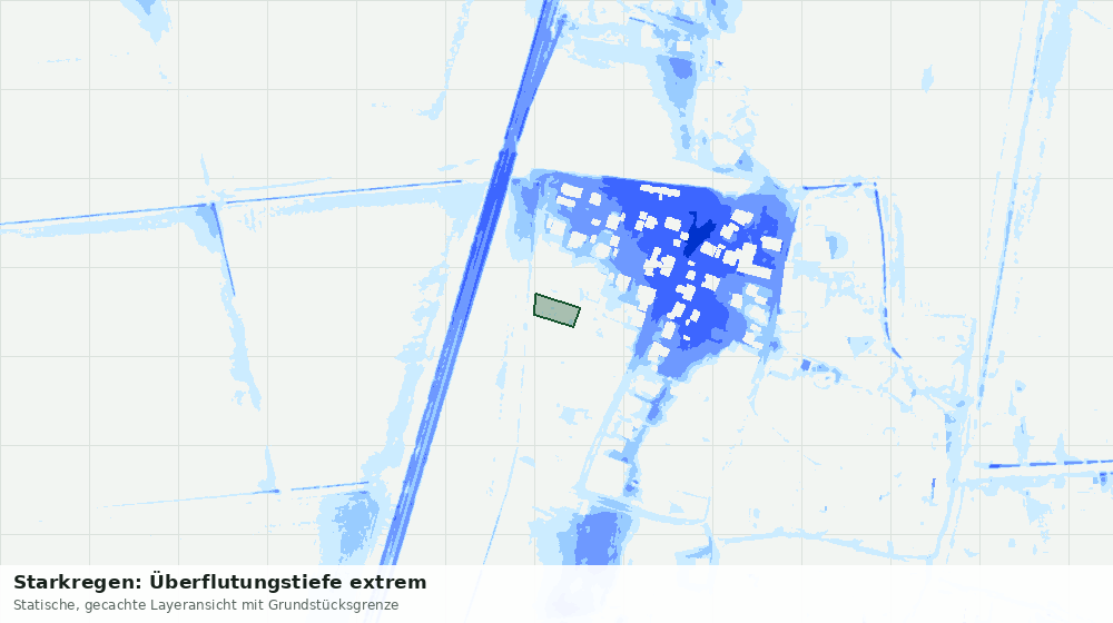 Statische Kartenansicht: Starkregen: Überflutungstiefe extrem