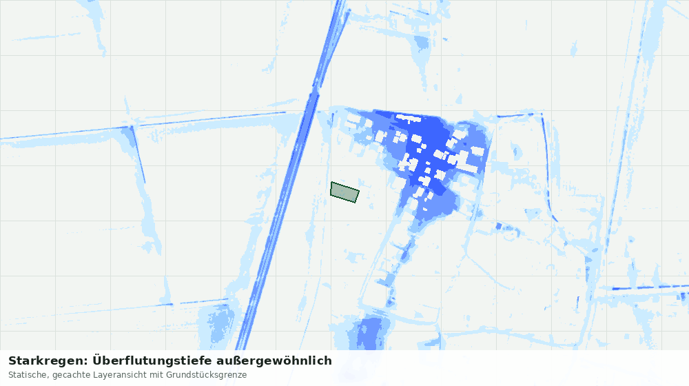 Statische Kartenansicht: Starkregen: Überflutungstiefe außergewöhnlich