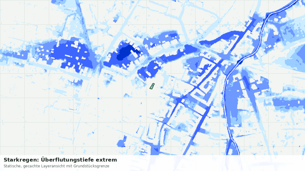 Statische Kartenansicht: Starkregen: Überflutungstiefe extrem