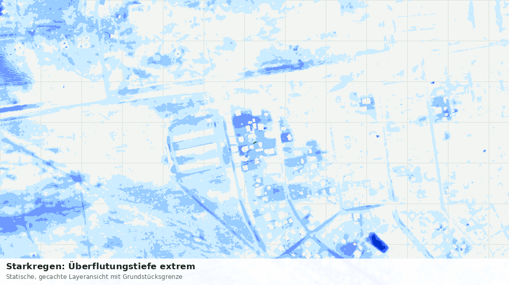 Statische Kartenansicht: Starkregen: Überflutungstiefe extrem
