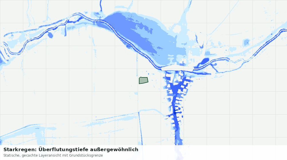 Statische Kartenansicht: Starkregen: Überflutungstiefe außergewöhnlich