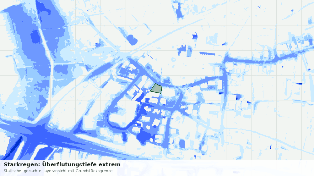 Statische Kartenansicht: Starkregen: Überflutungstiefe extrem