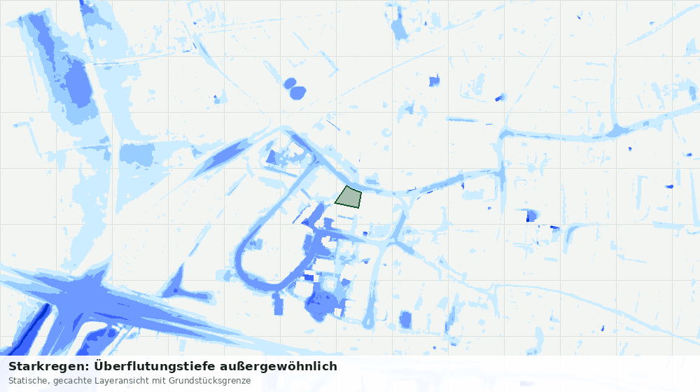 Statische Kartenansicht: Starkregen: Überflutungstiefe außergewöhnlich