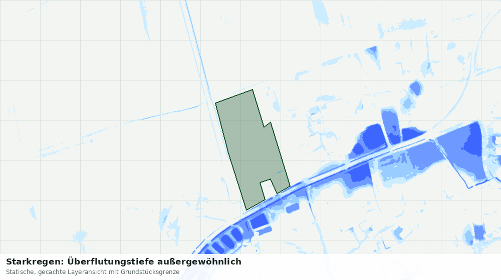 Statische Kartenansicht: Starkregen: Überflutungstiefe außergewöhnlich