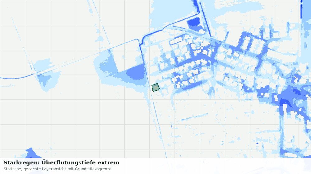Statische Kartenansicht: Starkregen: Überflutungstiefe extrem
