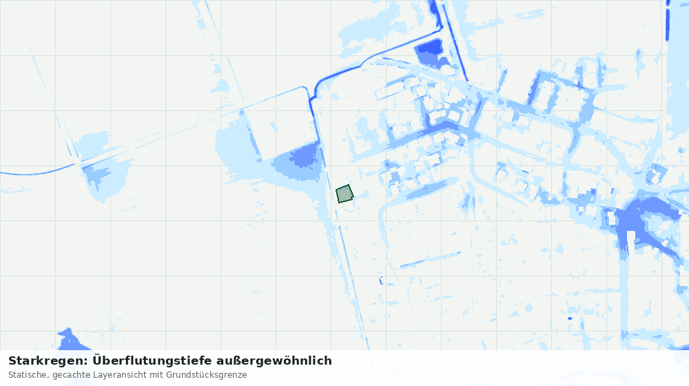 Statische Kartenansicht: Starkregen: Überflutungstiefe außergewöhnlich