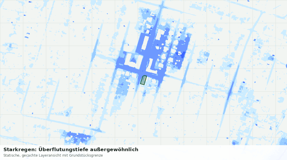 Statische Kartenansicht: Starkregen: Überflutungstiefe außergewöhnlich