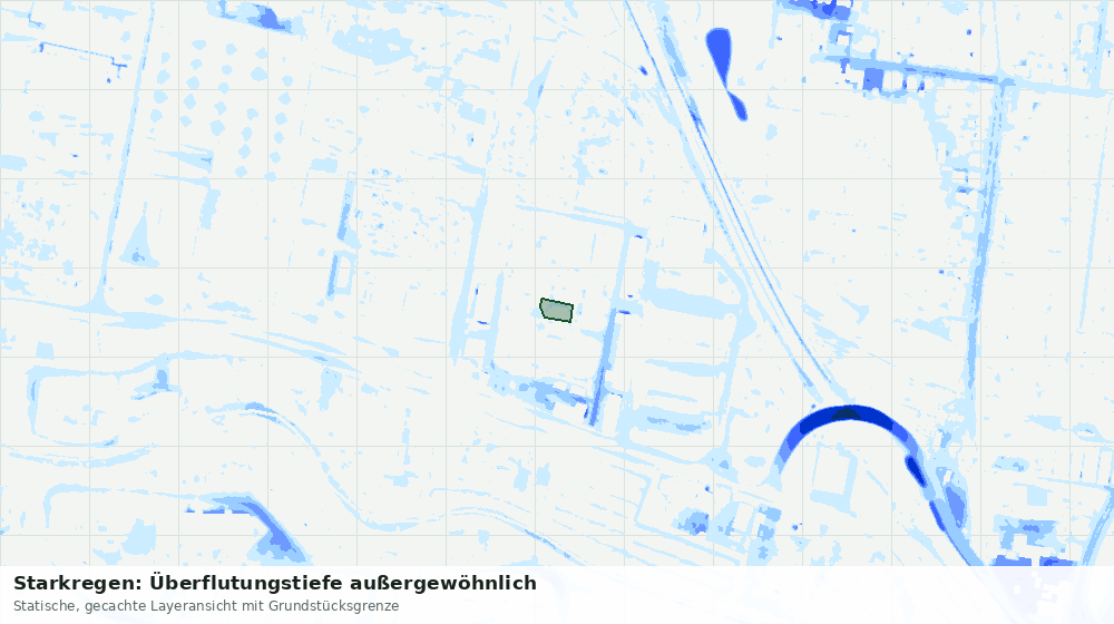 Statische Kartenansicht: Starkregen: Überflutungstiefe außergewöhnlich