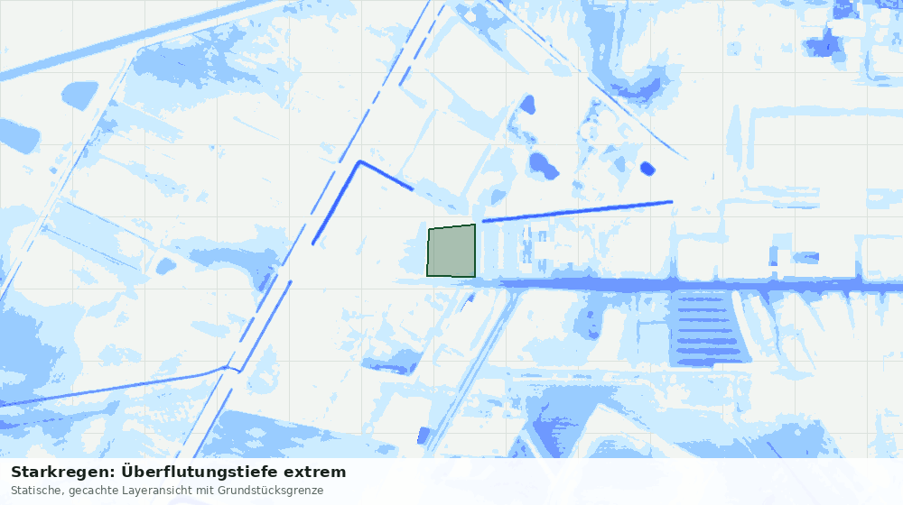 Statische Kartenansicht: Starkregen: Überflutungstiefe extrem