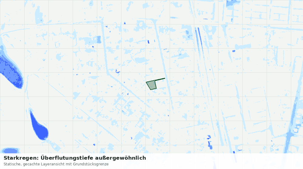 Statische Kartenansicht: Starkregen: Überflutungstiefe außergewöhnlich