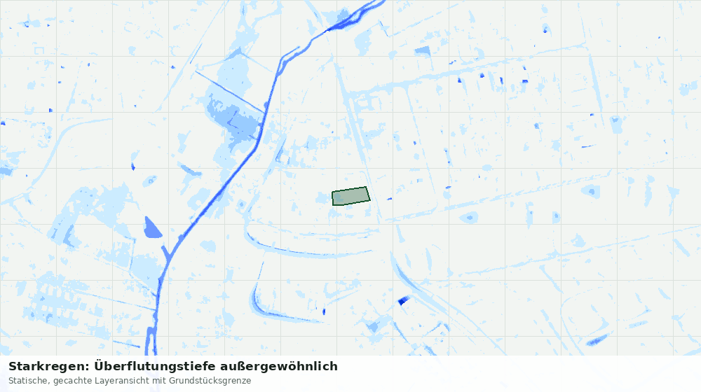 Statische Kartenansicht: Starkregen: Überflutungstiefe außergewöhnlich