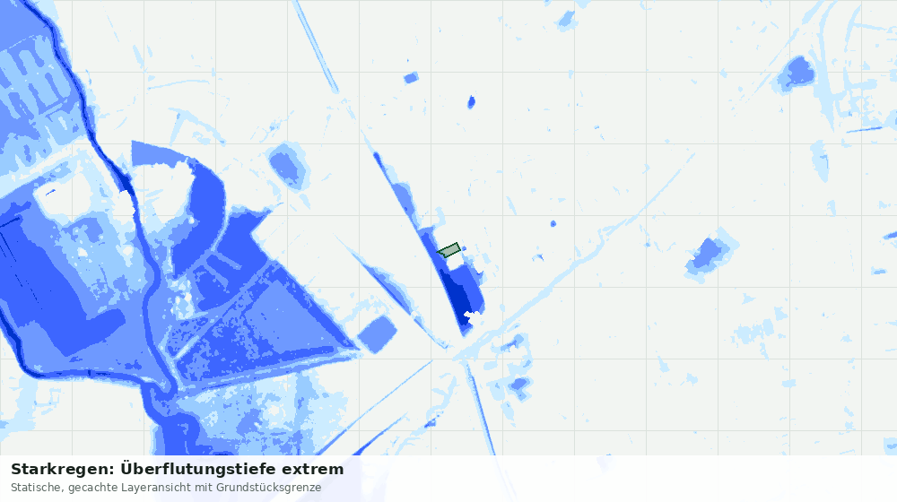 Statische Kartenansicht: Starkregen: Überflutungstiefe extrem