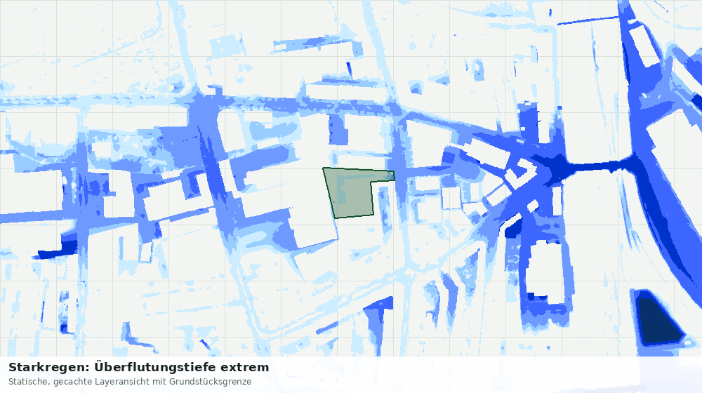 Statische Kartenansicht: Starkregen: Überflutungstiefe extrem