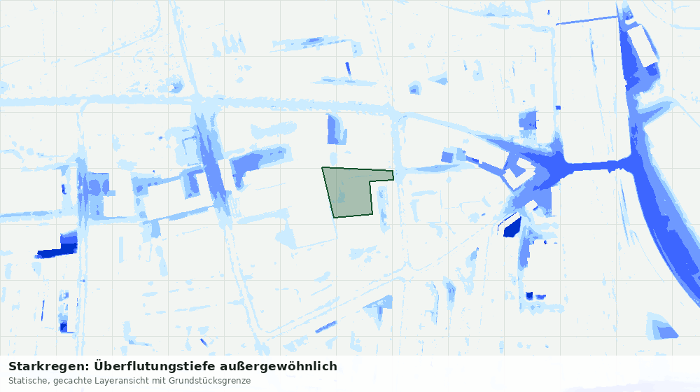 Statische Kartenansicht: Starkregen: Überflutungstiefe außergewöhnlich