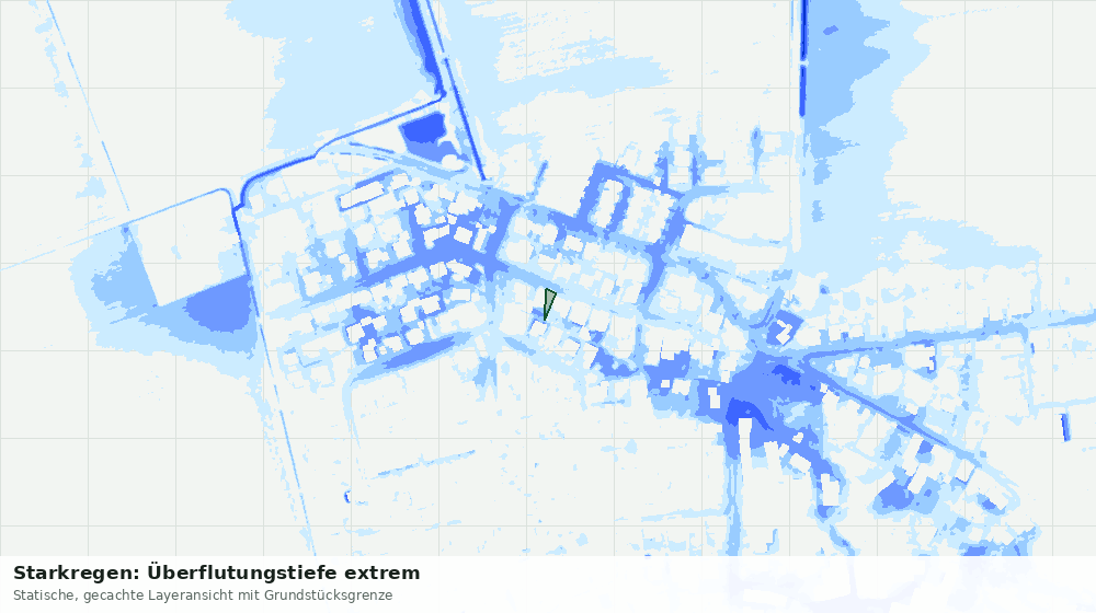 Statische Kartenansicht: Starkregen: Überflutungstiefe extrem