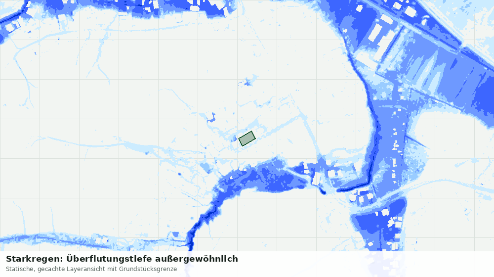 Statische Kartenansicht: Starkregen: Überflutungstiefe außergewöhnlich