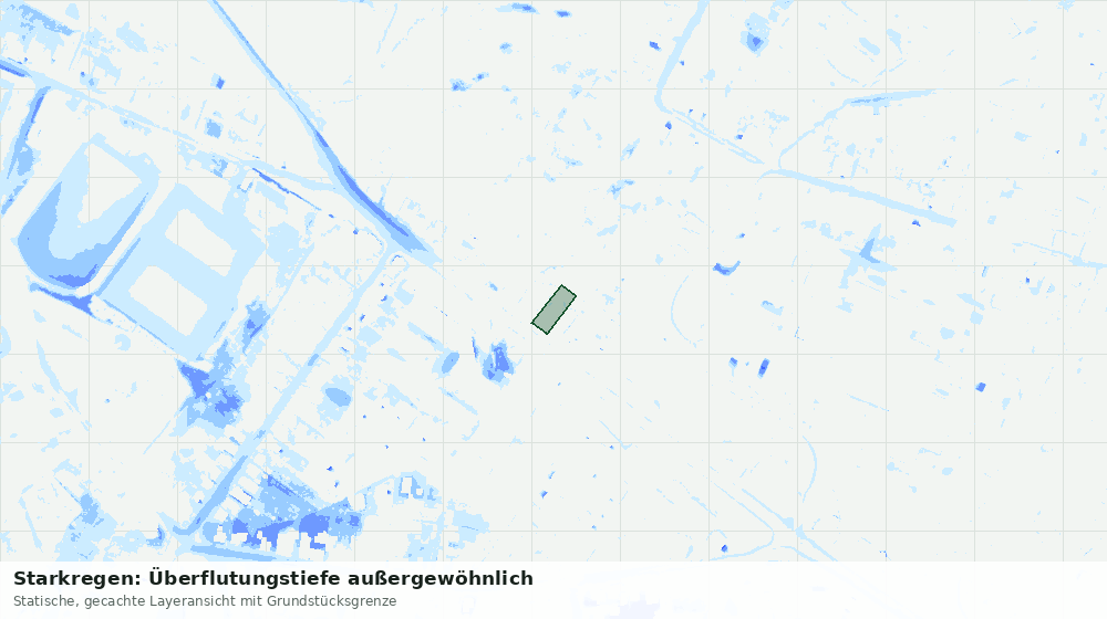 Statische Kartenansicht: Starkregen: Überflutungstiefe außergewöhnlich