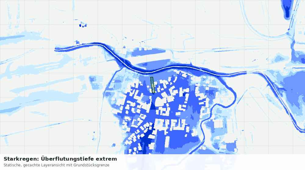 Statische Kartenansicht: Starkregen: Überflutungstiefe extrem