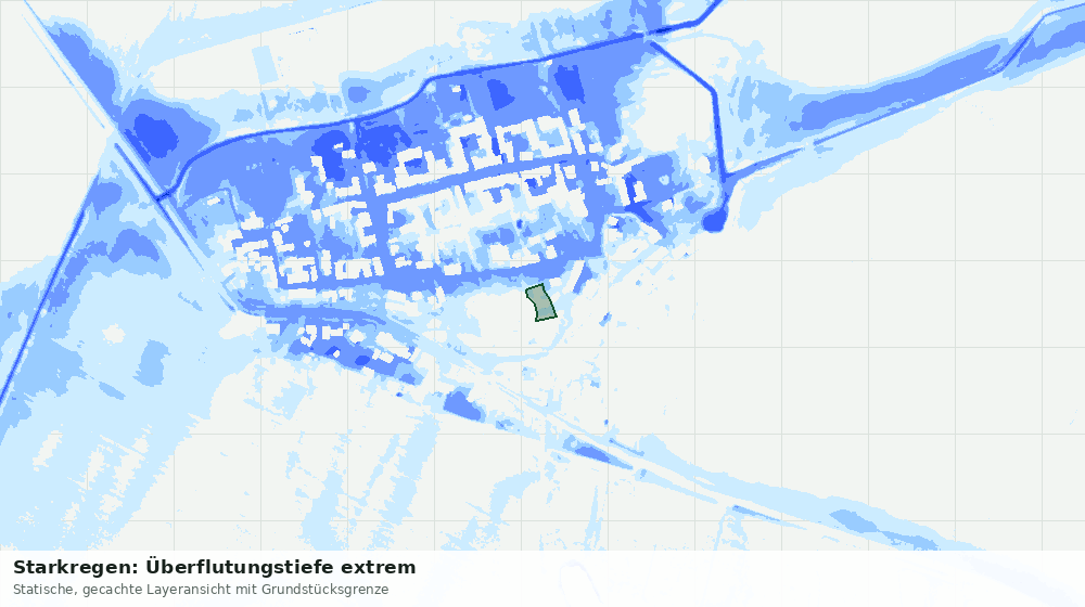 Statische Kartenansicht: Starkregen: Überflutungstiefe extrem