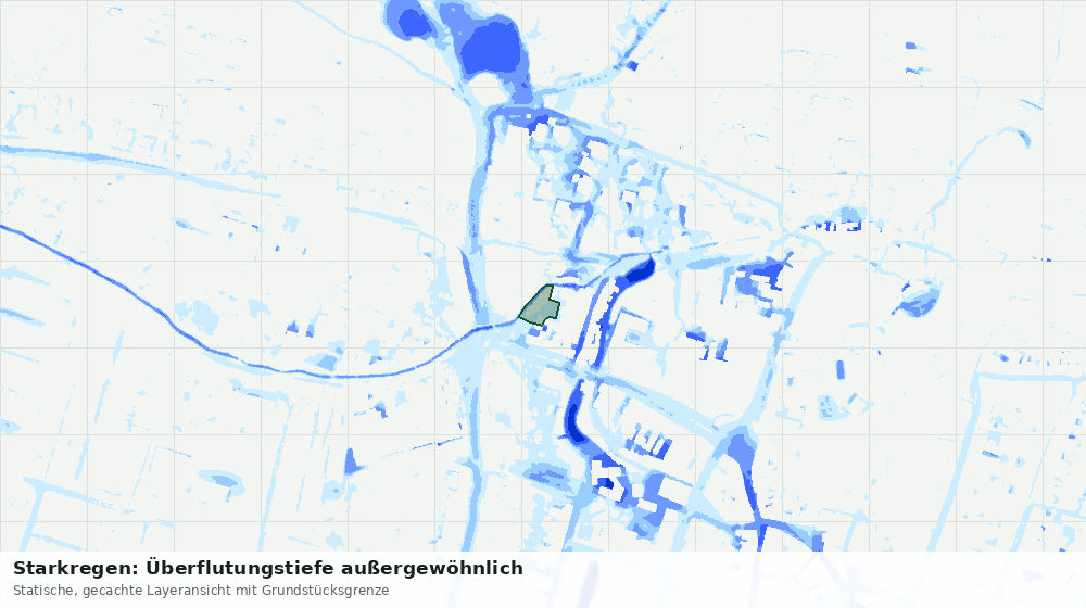 Statische Kartenansicht: Starkregen: Überflutungstiefe außergewöhnlich