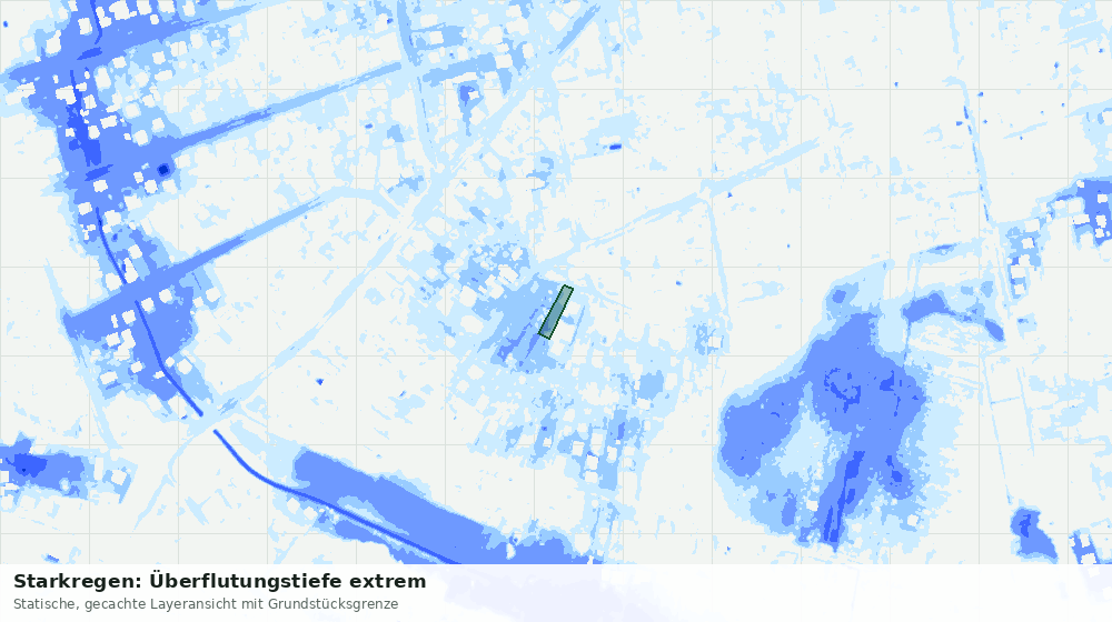 Statische Kartenansicht: Starkregen: Überflutungstiefe extrem