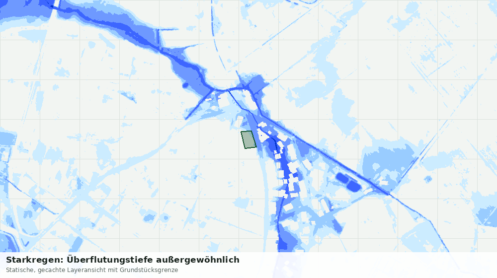 Statische Kartenansicht: Starkregen: Überflutungstiefe außergewöhnlich