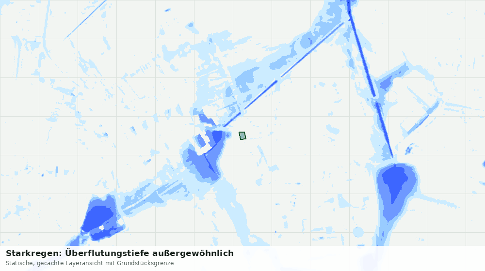 Statische Kartenansicht: Starkregen: Überflutungstiefe außergewöhnlich