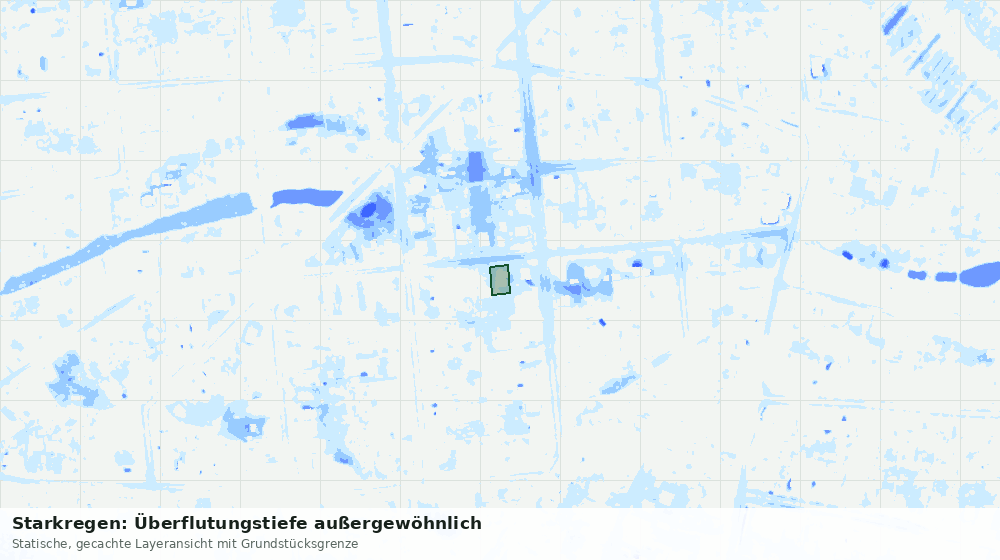 Statische Kartenansicht: Starkregen: Überflutungstiefe außergewöhnlich