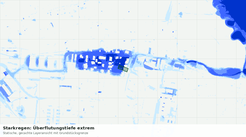Statische Kartenansicht: Starkregen: Überflutungstiefe extrem
