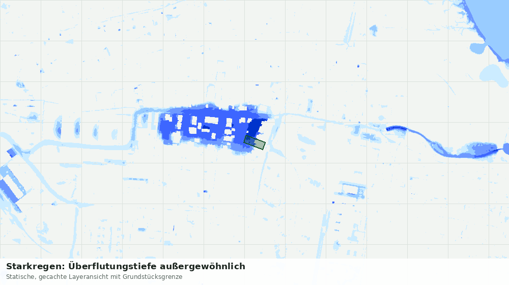 Statische Kartenansicht: Starkregen: Überflutungstiefe außergewöhnlich