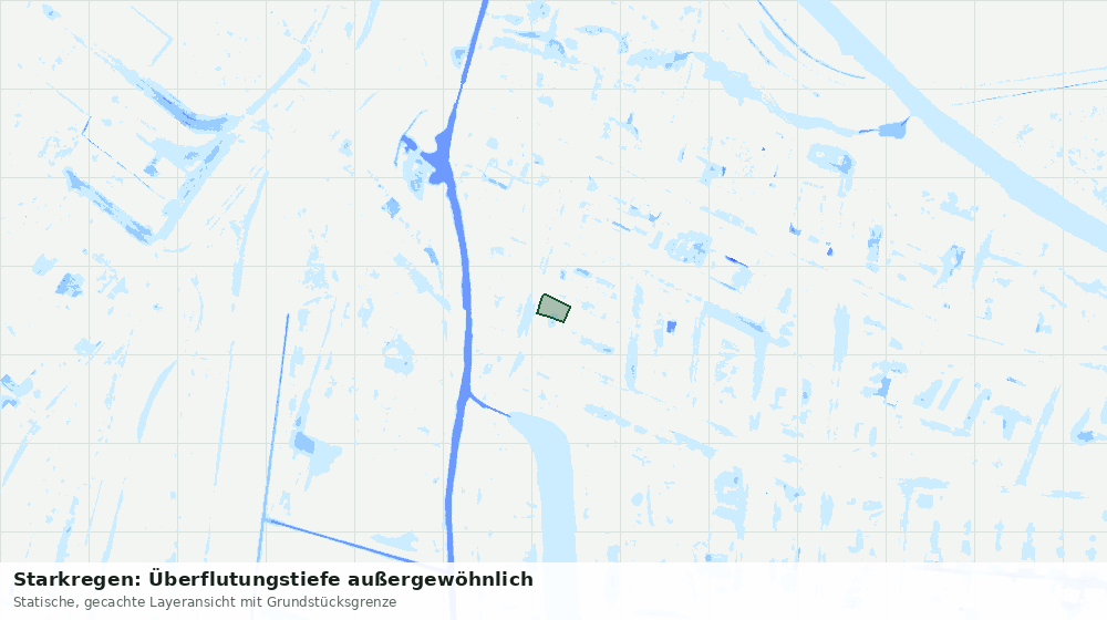 Statische Kartenansicht: Starkregen: Überflutungstiefe außergewöhnlich