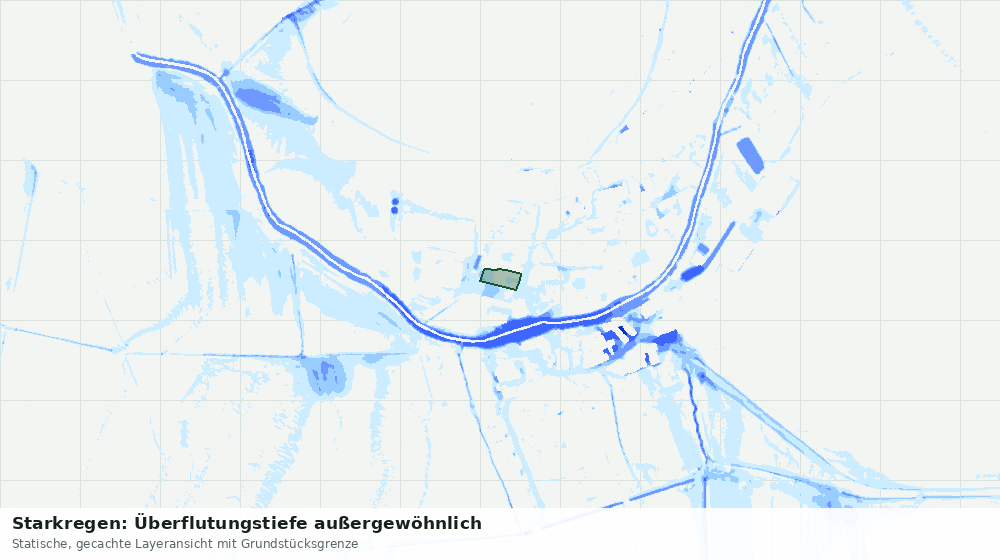 Statische Kartenansicht: Starkregen: Überflutungstiefe außergewöhnlich