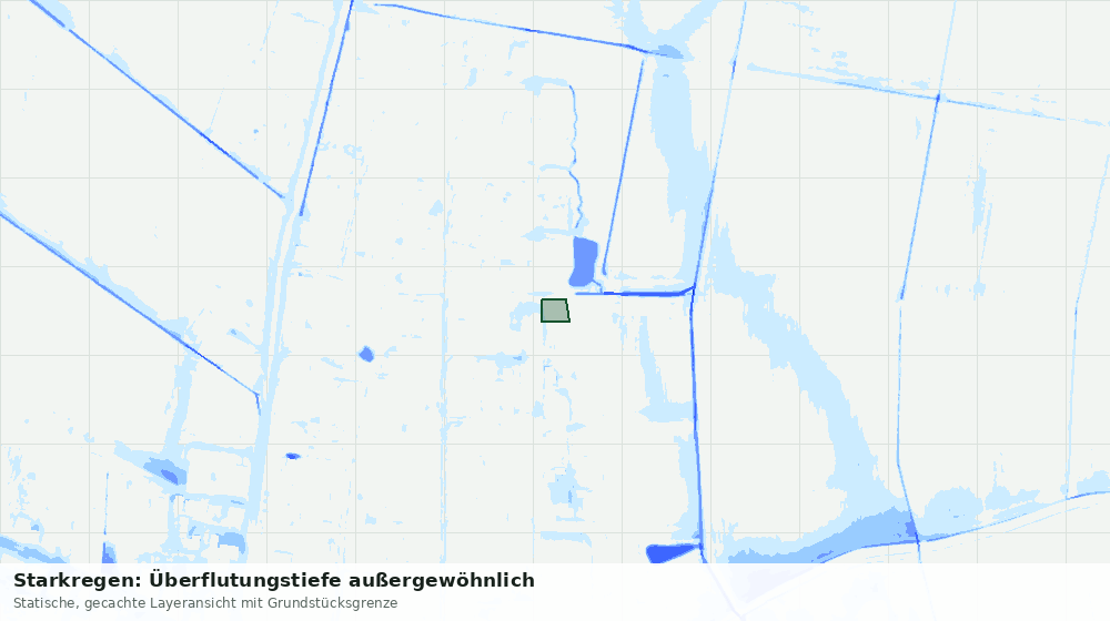 Statische Kartenansicht: Starkregen: Überflutungstiefe außergewöhnlich