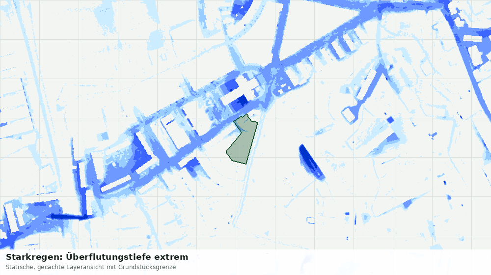 Statische Kartenansicht: Starkregen: Überflutungstiefe extrem
