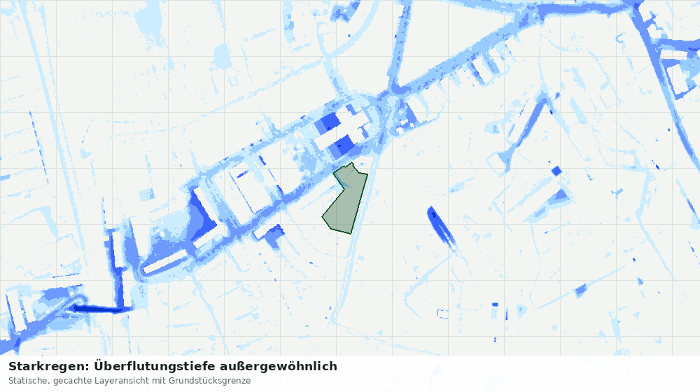 Statische Kartenansicht: Starkregen: Überflutungstiefe außergewöhnlich