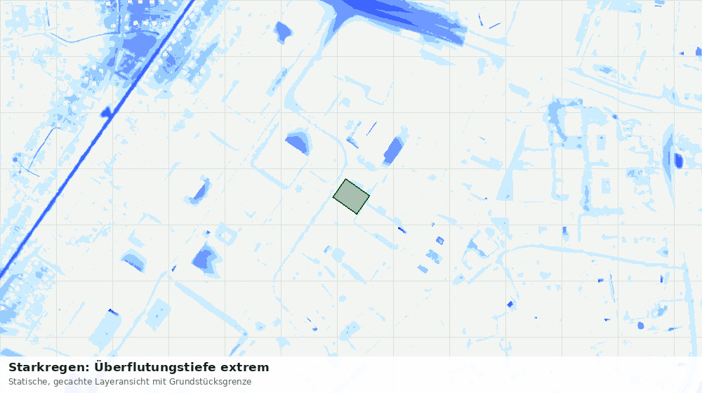 Statische Kartenansicht: Starkregen: Überflutungstiefe extrem