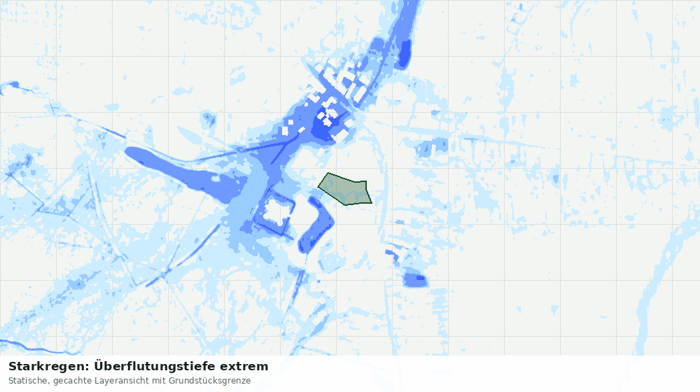 Statische Kartenansicht: Starkregen: Überflutungstiefe extrem