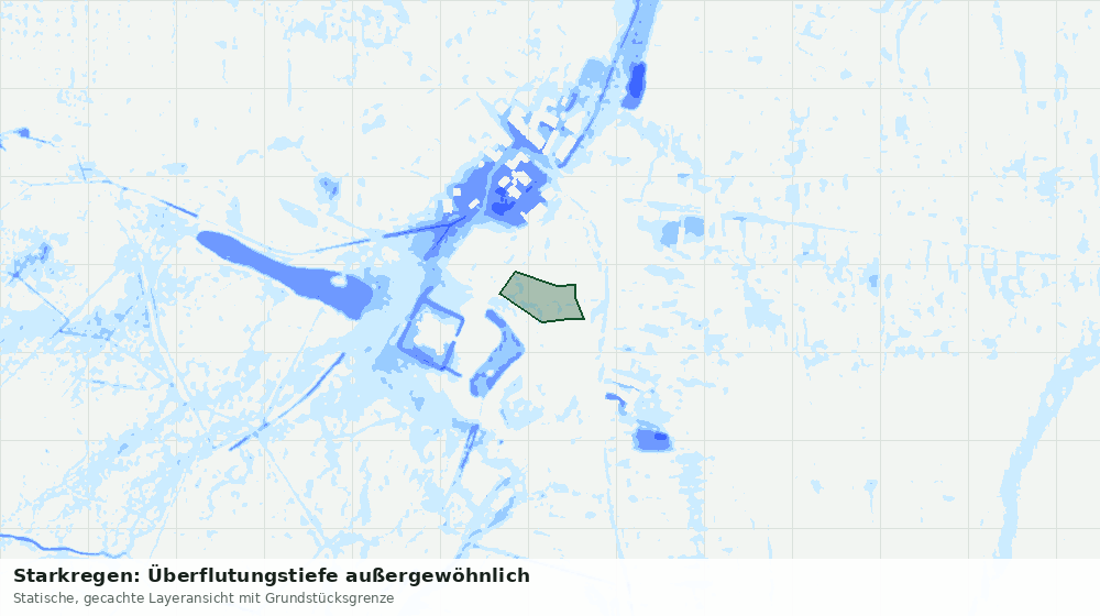 Statische Kartenansicht: Starkregen: Überflutungstiefe außergewöhnlich