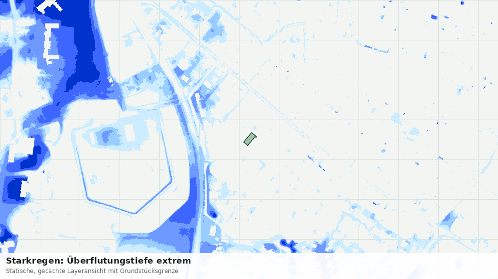Statische Kartenansicht: Starkregen: Überflutungstiefe extrem