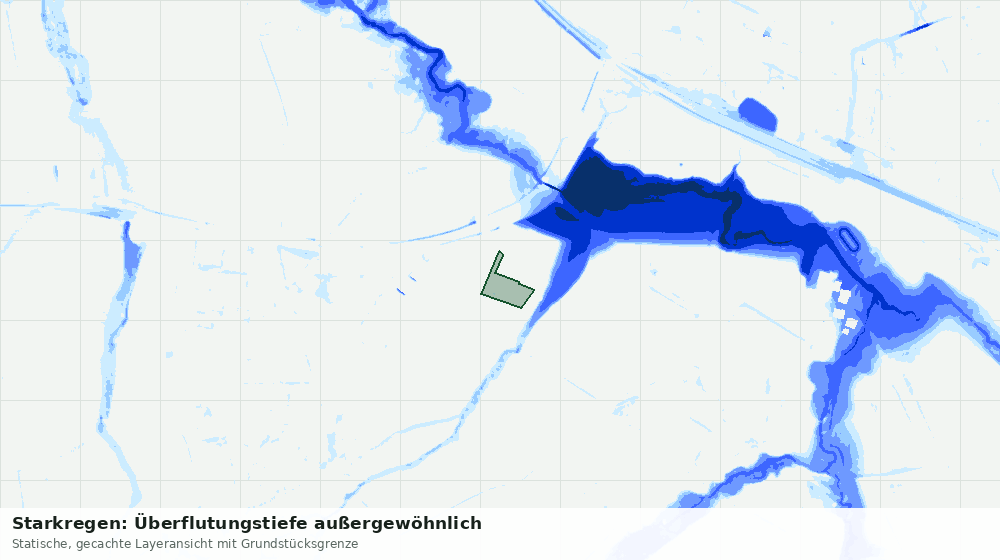 Statische Kartenansicht: Starkregen: Überflutungstiefe außergewöhnlich