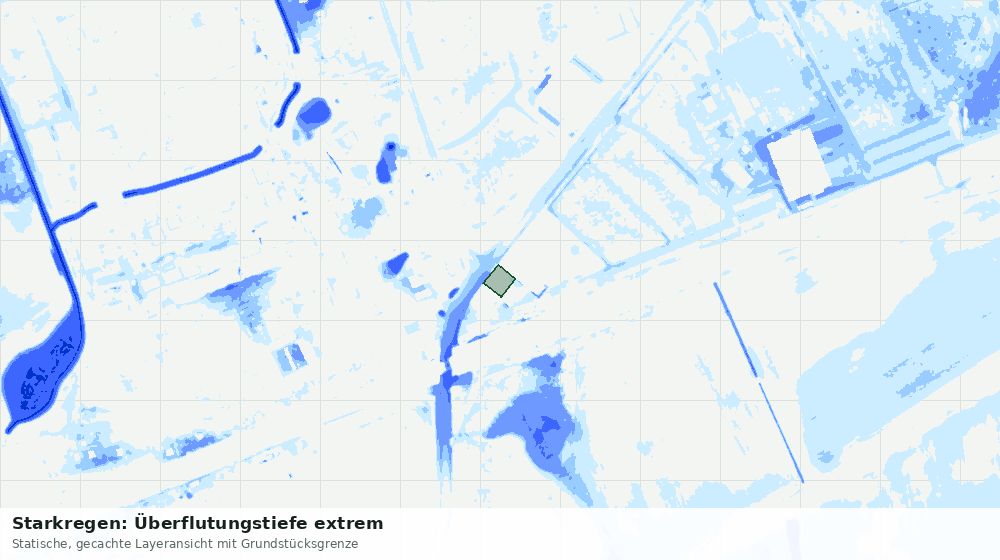 Statische Kartenansicht: Starkregen: Überflutungstiefe extrem