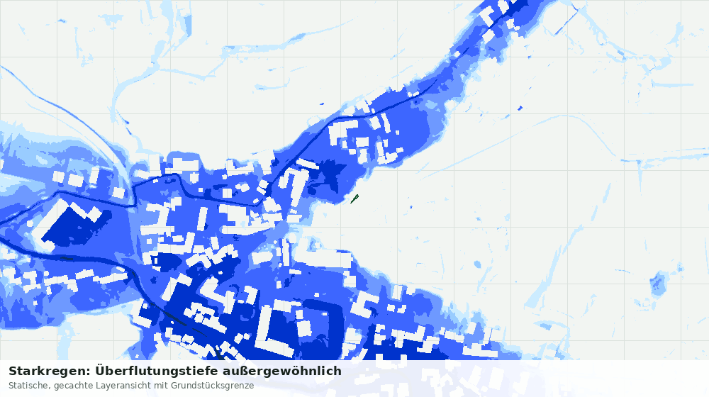 Statische Kartenansicht: Starkregen: Überflutungstiefe außergewöhnlich