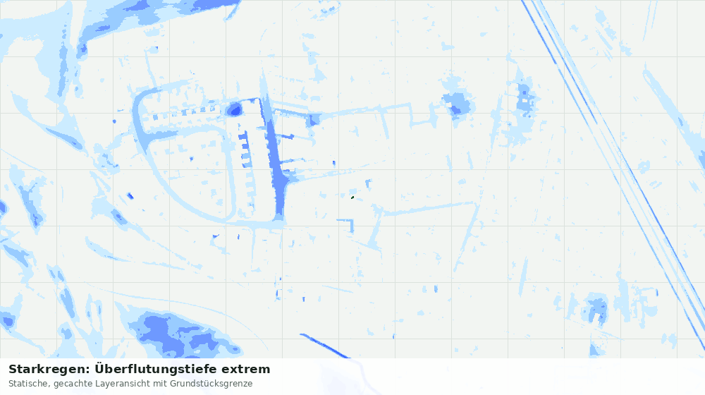 Statische Kartenansicht: Starkregen: Überflutungstiefe extrem