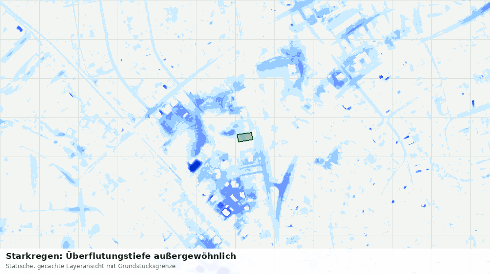 Statische Kartenansicht: Starkregen: Überflutungstiefe außergewöhnlich