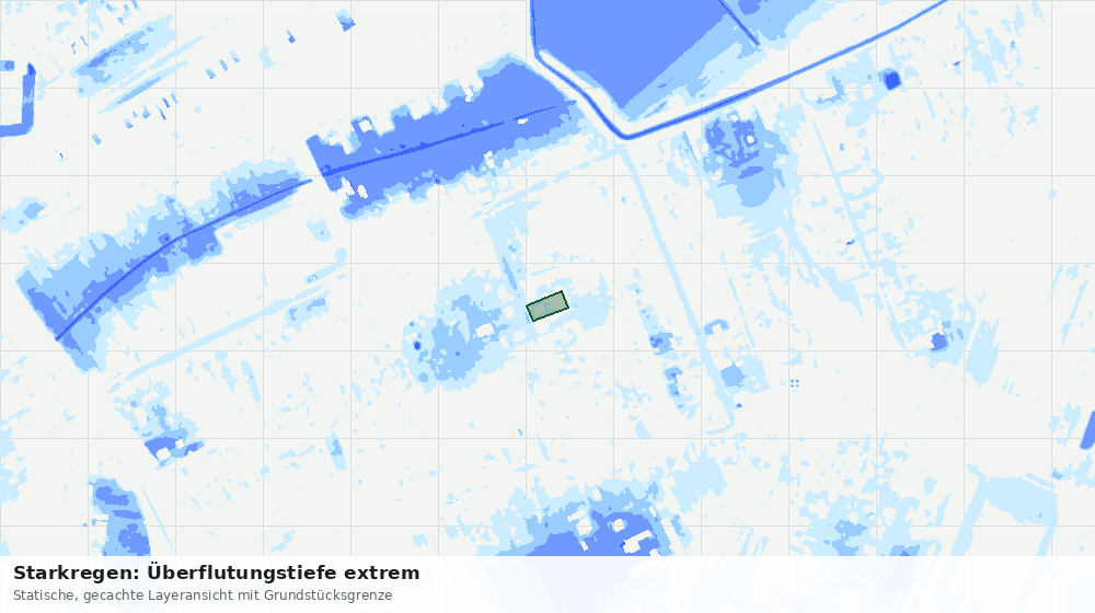 Statische Kartenansicht: Starkregen: Überflutungstiefe extrem