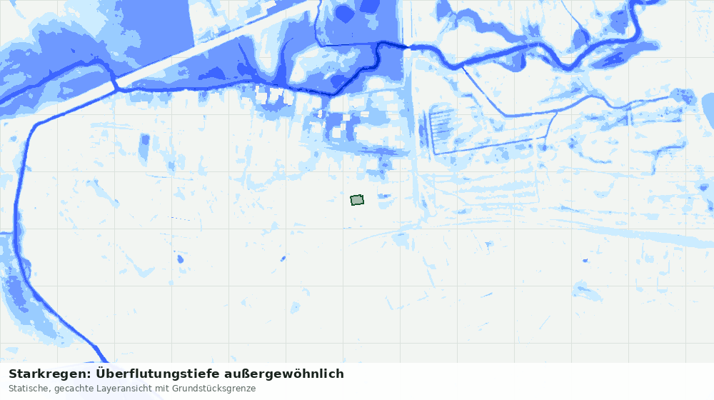 Statische Kartenansicht: Starkregen: Überflutungstiefe außergewöhnlich