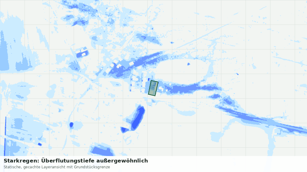 Statische Kartenansicht: Starkregen: Überflutungstiefe außergewöhnlich